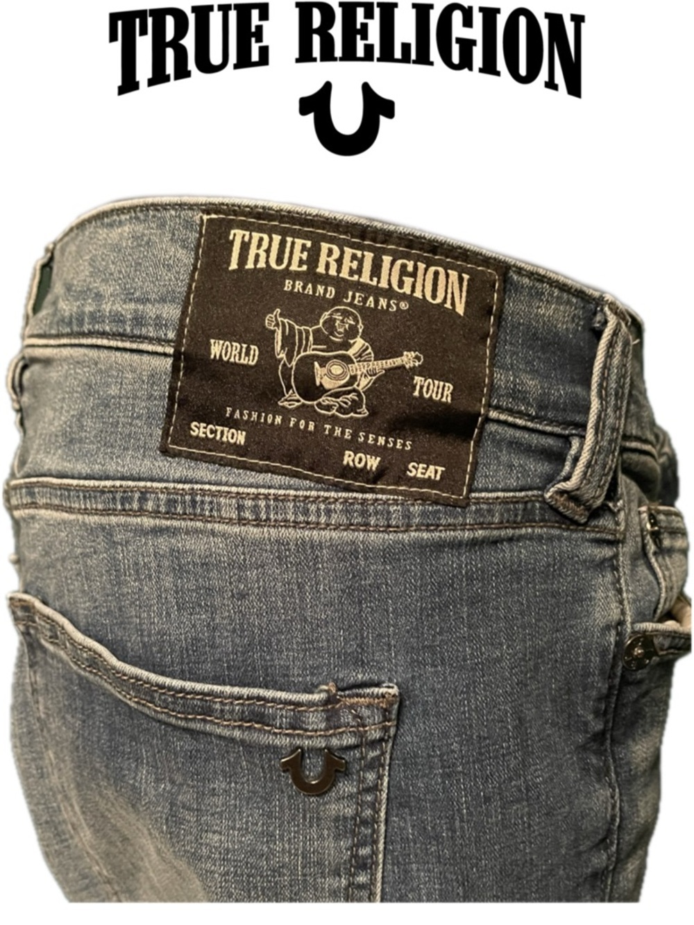 True Religion Tony Men's 38 Blue Super Skinny Jeans Stretch Denim 5 Pocket TBD - Picture 6 of 13